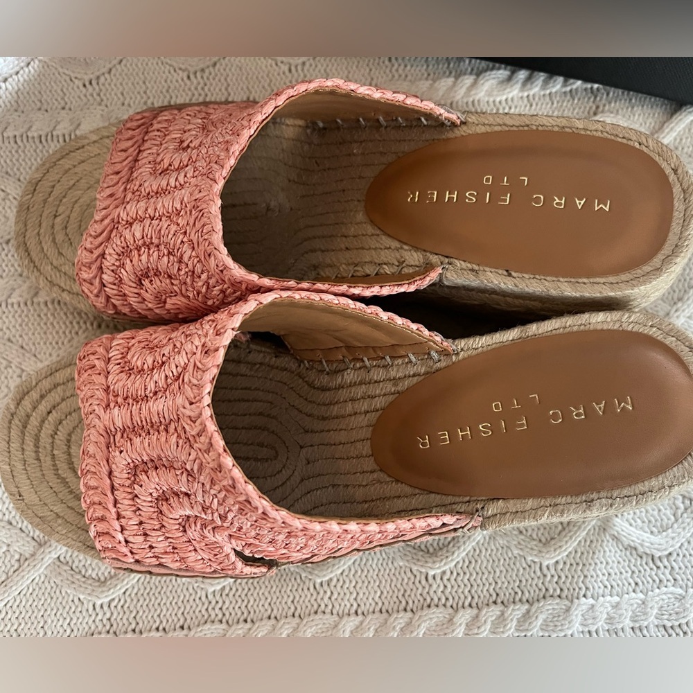Marc Fisher Pink Woven Wedge platform Sandals Designer Women’s Size 9 - Picture 12 of 14